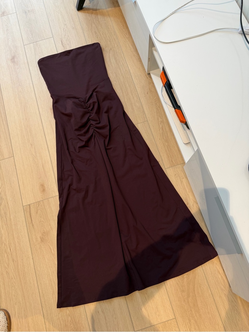 Revolve Susana Monaco Strapless Ruched Maxi Dress in Plum
